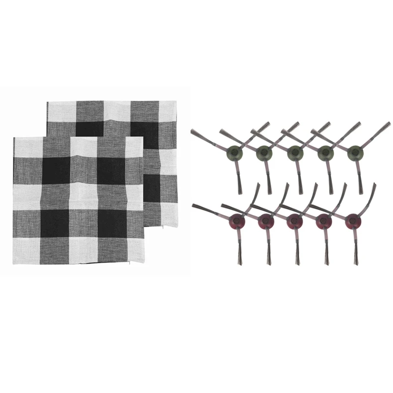 Квадратная наволочка из хлопка и льна в стиле ретро 2 шт. черно-белая с 10 боковыми