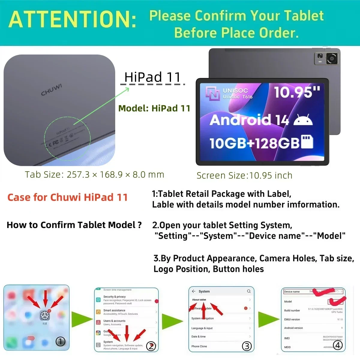 Ultra Slim Business Case for Chuwi HiPad 11 (10.95 Inch ) PU Leather Flip Cover with Auto Wake/Sleep & Multi-Angle Stand