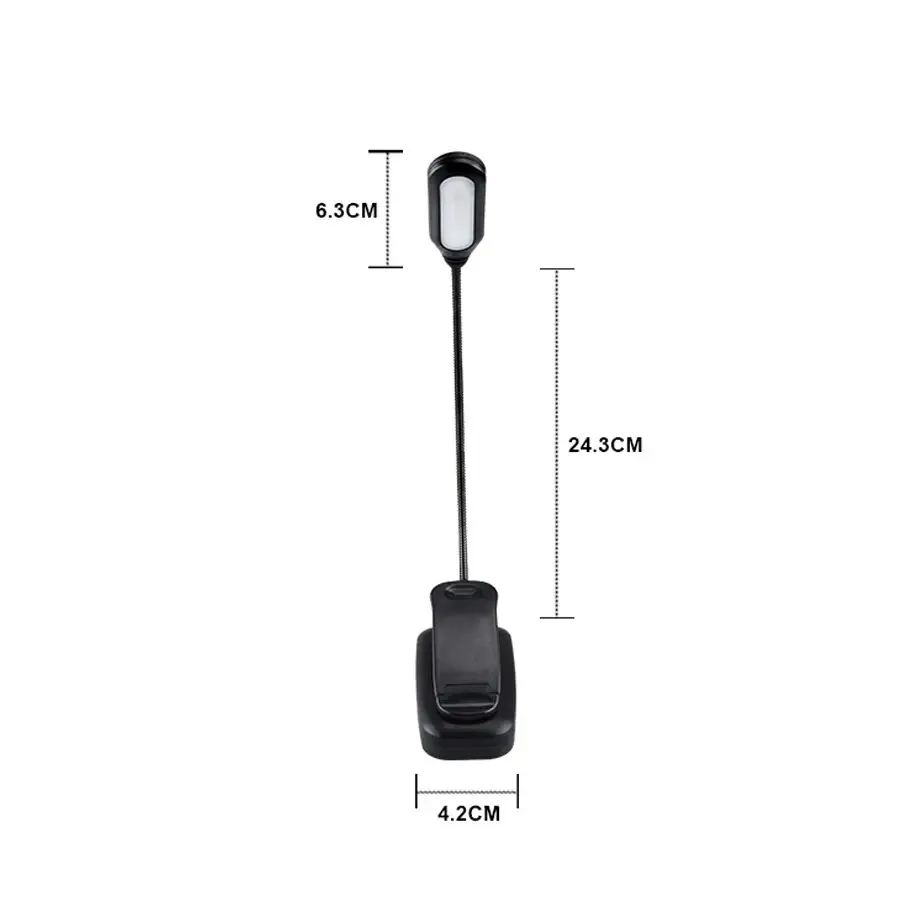 Adjustable LED Clip-On Portable Reading Lamp with Flexible Design