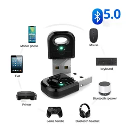 Adaptateur USB avec Bluetooth 5.0, transmetteur pour ordinateur, récepteur audio, pour portable et écouteur, pour imprimante, pour transfert de données, dongle, vrai, 