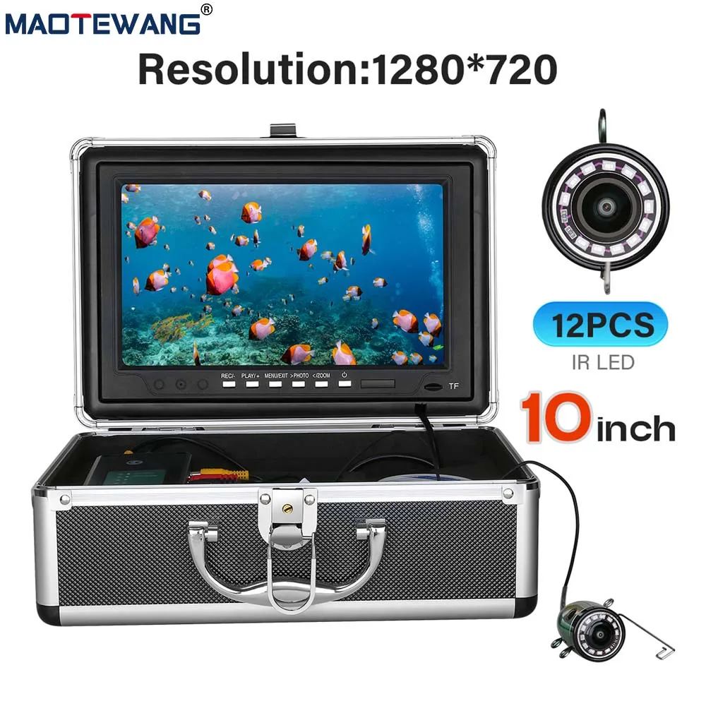 10 inch DVR Fish Finder MAOTEWNAG Underwater Fishing Camera HD Screen 12pcs  Infrared Lamp 1080P Camera For Ice/Sea/River Fishing