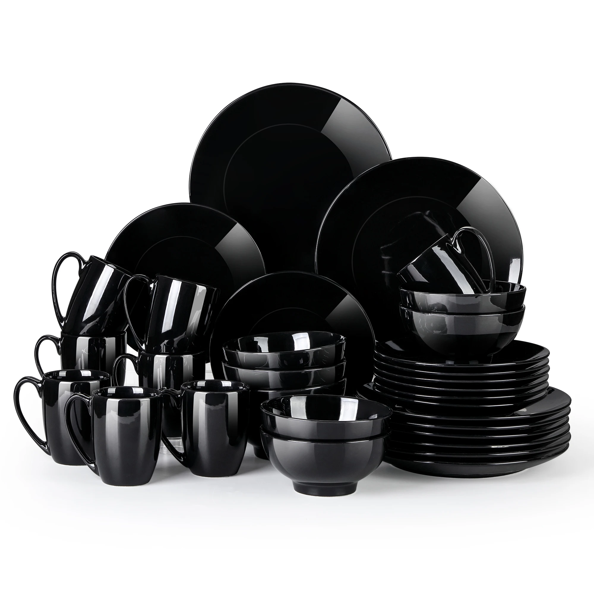 Lovecasa Ds 16/32/48piece Black Ceramic Porcelain Dinnerware Tableware Dinner Set With Dinner