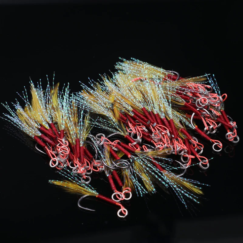 

With Thread Feather Iron Plate Single Hook High Tensile Force With Barbs Sub Single Hooks Antirust Sharp Ice Fishing