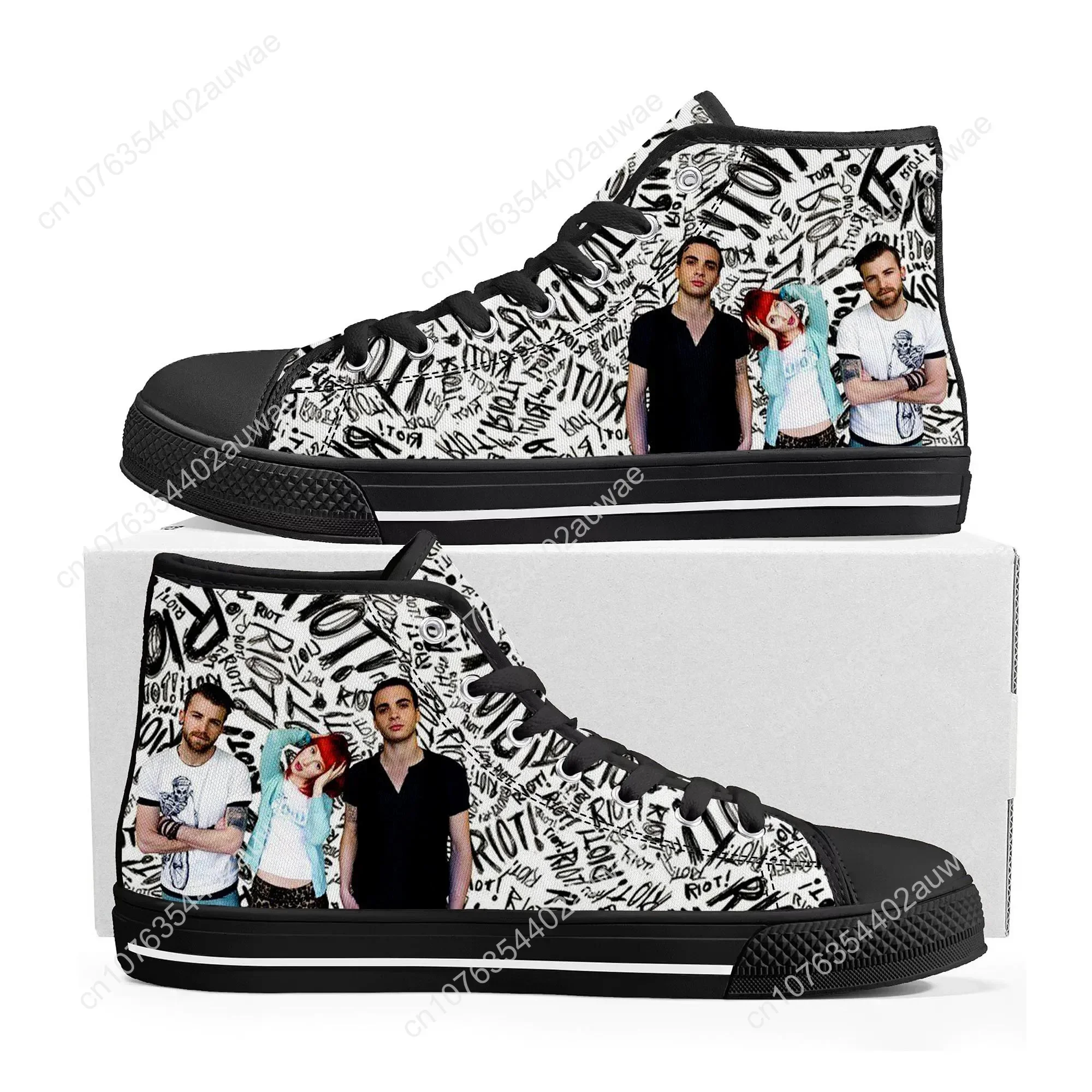 Paramore Rock Band Pop High Top High Quality Sneakers Men Women Teenager Canvas Sneaker Casual Couple Shoes Custom Shoe Black