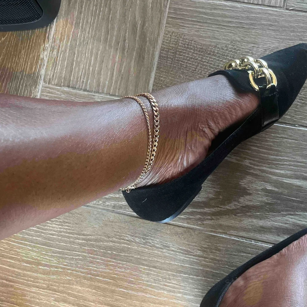 Gold Metal Chain Anklet Set 2PCS For Women