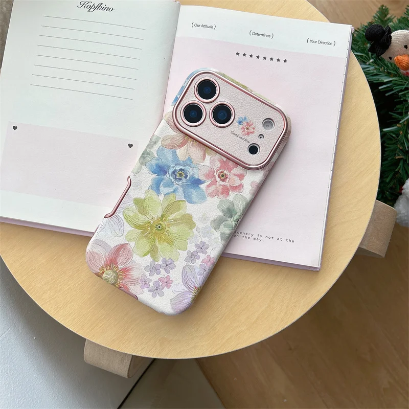 Korean Style Flower Phone Case with Wrist Strap – Shockproof Retro Floral Protective Cover