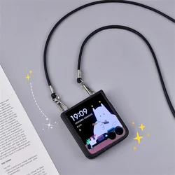 Korean Cute Solid Color Black Plush Ball Portable Rope Phone Case Back Cover for 50ultra(60Pro) (B)