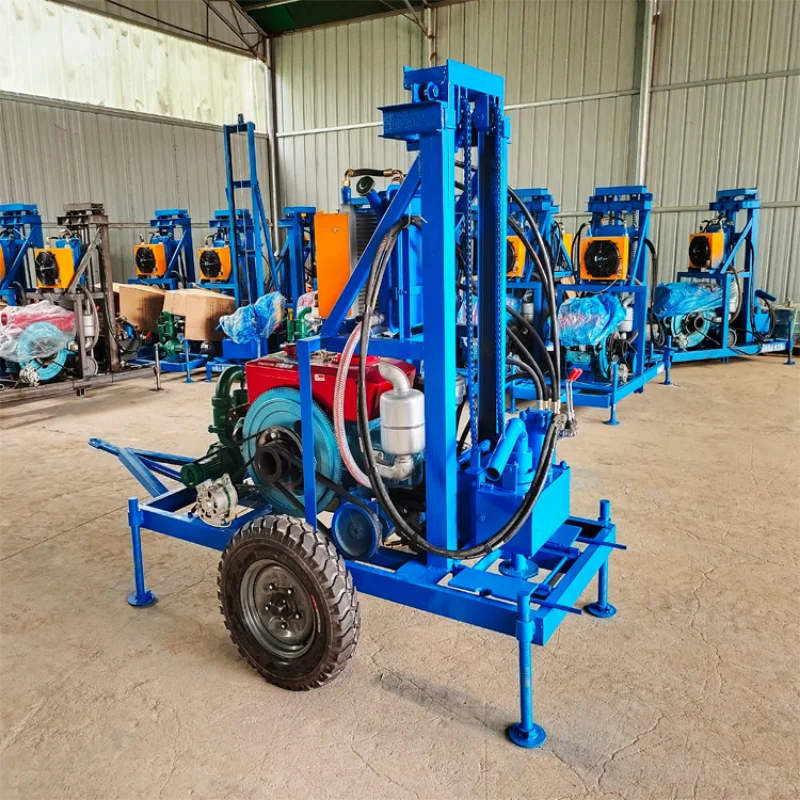 

100M Deep Portable Diesel Water Drilling Machine Water Well Drilling Rig with Drill Stems Wheeled Drilling Rig for Water Well