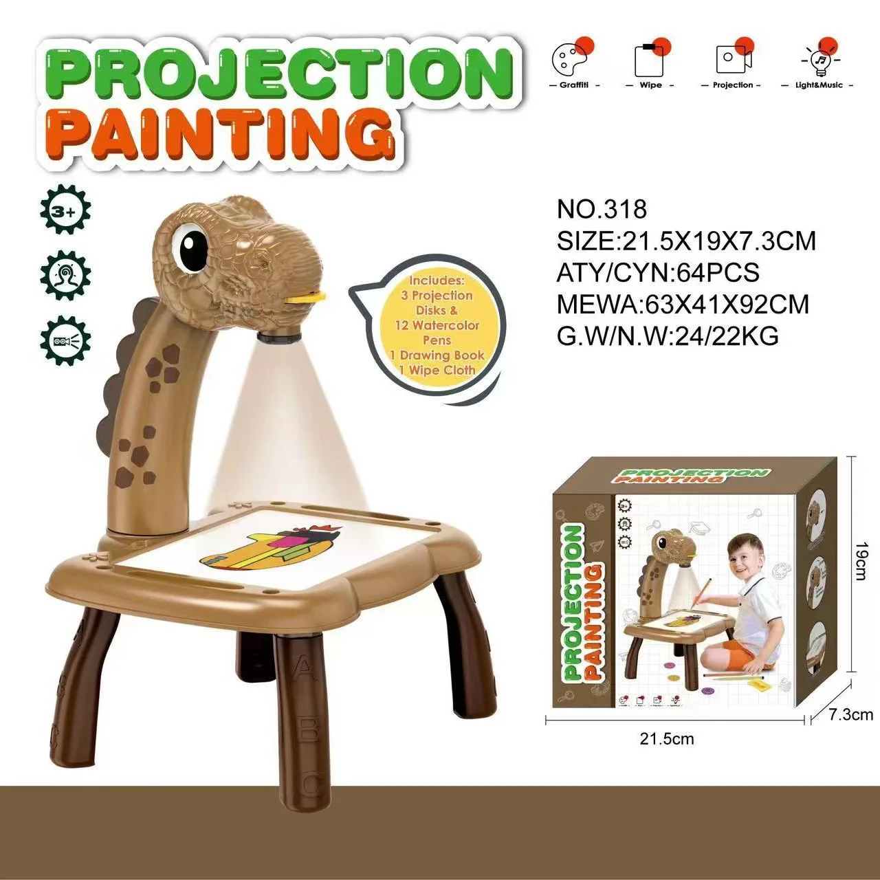 Children's Projection Painting Game Table Sanrio Unicorn Dinosaur Multifunctional Graffiti Drawing Board Game Table Puzzle Toy 3