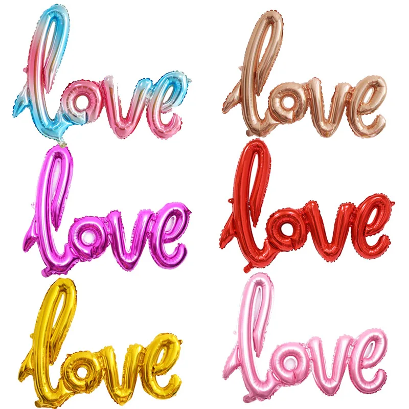 108cm LOVE Letter Foil Balloon Wedding Valentines Anniversary Birthday Party Decoration Champagne Cup Photo Booth Props