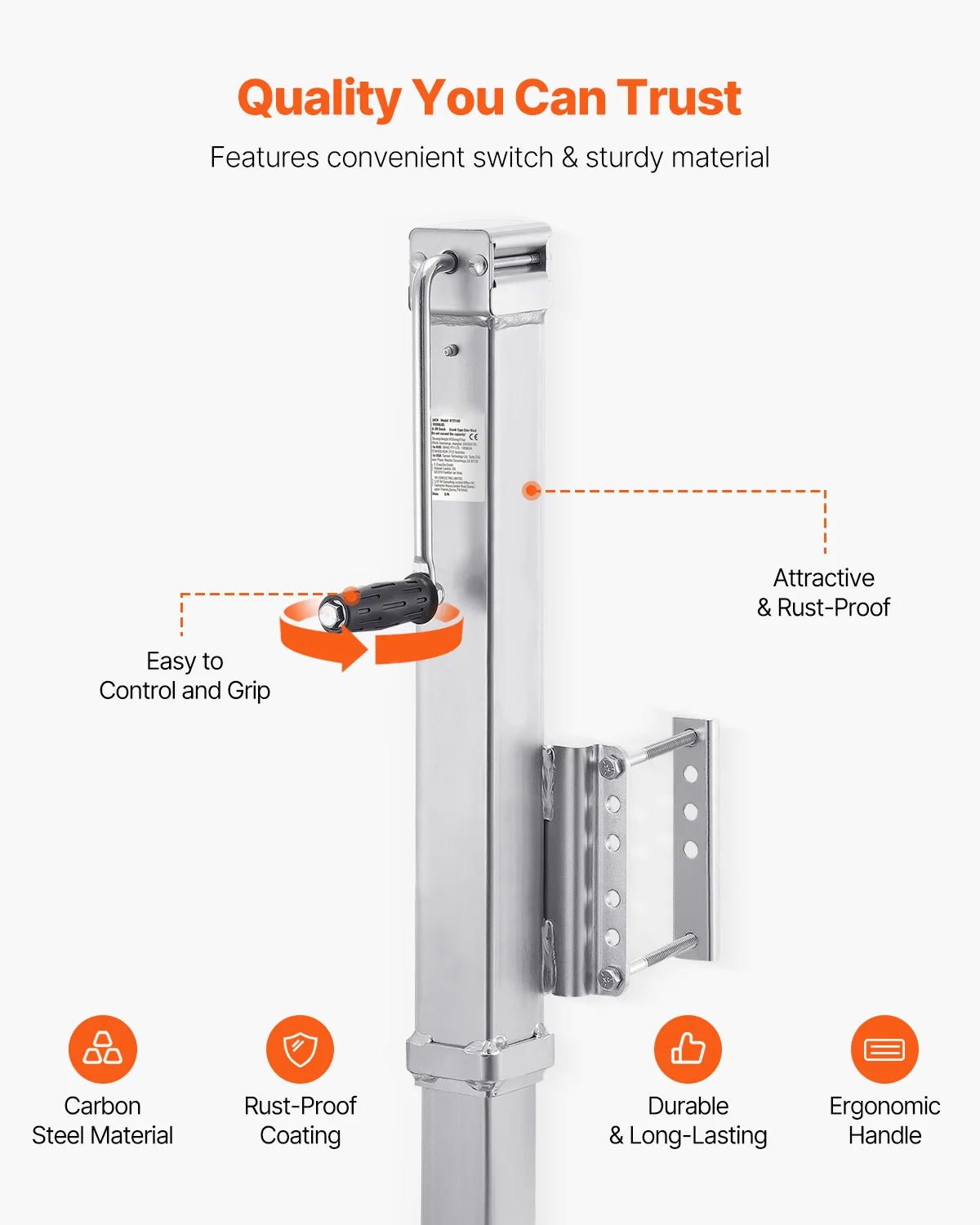 SucceBuy 8000lbs Sidewind Trailer Jack Swivel Bolt-on Support Legs 28.5"Lift with Handle Stand Steady Boat RV Parts Accessories