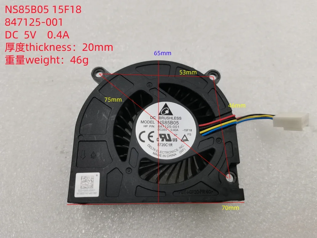 Ventola Per Hp Thin Client T628 Ventola Cpu Delta Ns85B05 15 F18 847125-001 Dc 5V 0.4A