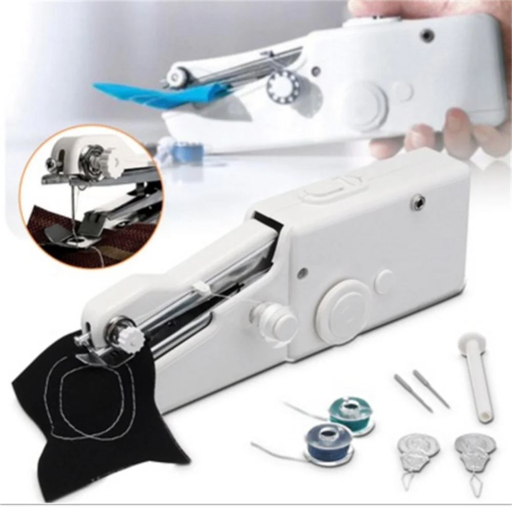 1pcs Red Mini Sewing Machines Needlework Cordless Hand-Held