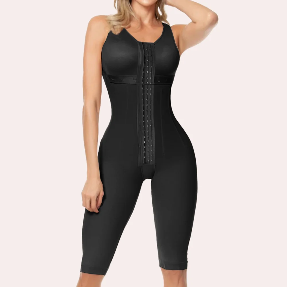 Breasted Sleeveless Bodysuit Button Up Shapewear Medium Length Pants Full Body Compression Garment Sexy Tummy Control Underwear