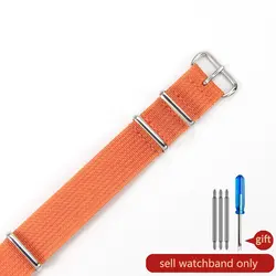 Durable Waterproof Breathable Nylon Canvas Woven Watchbands - 18, 20, 22mm Sizes - 22mm (Orange - Steel)