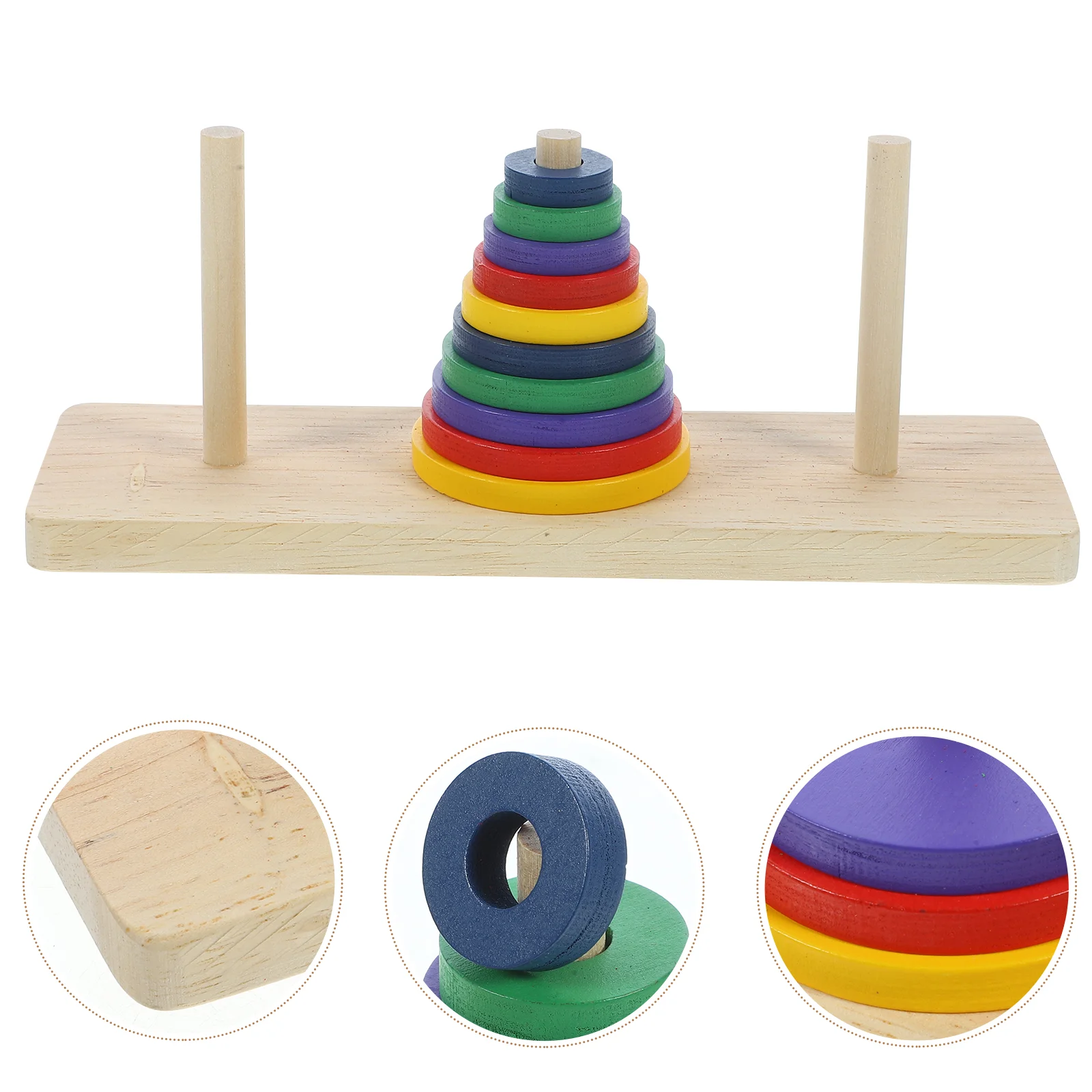 Board Games Gifts Hanoi Tower Wooden Nine-Storey Tower Hanoi Logic Puzzle Brain Teaser Intellectual Toy Wooden Tower Ring Puzzle