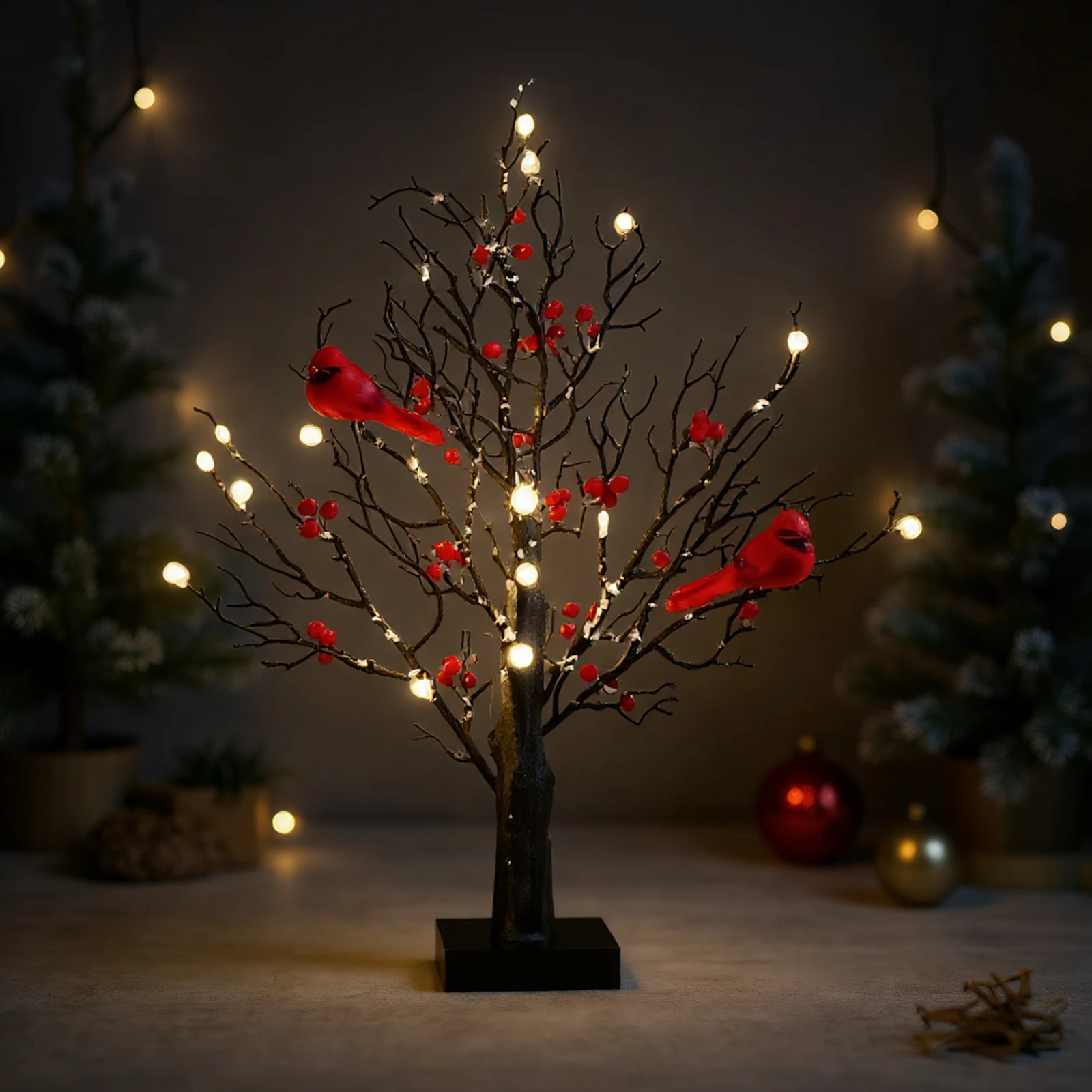 Red Bird Tree Light LED Cardinal Little Red Bird Table Decoration for Tabletop Centerpiece Xmas Indoor Home Décor: 3 - 5 Days Free Delivery Only UK