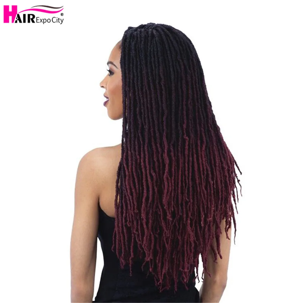 18Inch Straight Gypsy Locs Goddess Faux Locs Crochet Hair Synthetic Hair Ombre Braiding Extensions 18Strands Expo City