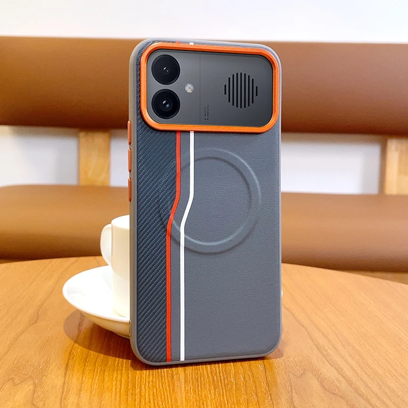 Magnetic PU Leather Ultra-Thin Protective Case with Colored Splicing Design