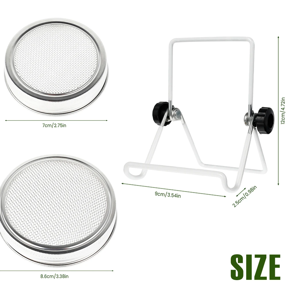 1/2 Pcs Seed Sprouter Germination Cover Stainless Steel Seed Sprout Can Lid Washable Wide Mouth Mason Jars Screen for Grow Bean