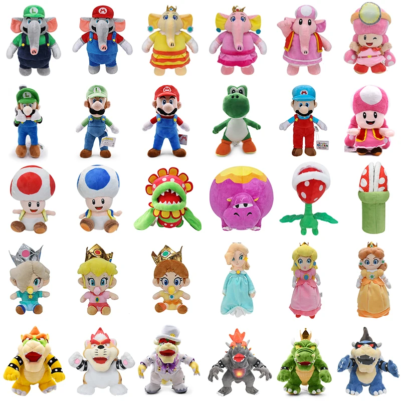 Anime Figure Super Mario Bros Plush Elephant Mario Luigi Toadette Princess  Peach Stuffed Toys Peluche Doll Kids Birthday Gift