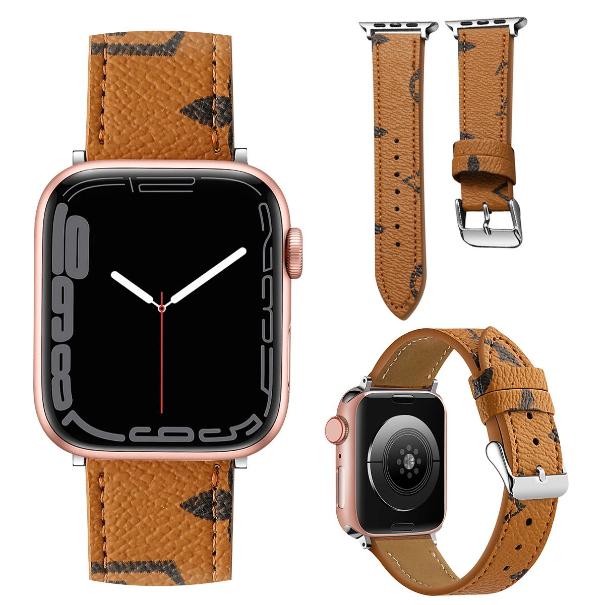 럭셔리 애플 워치 밴드, 애플 워치 45 38 40 41 42 44 49mm 가죽 팔찌, iWatch 시리즈 울트라 8 SE 7 6 5 4 3