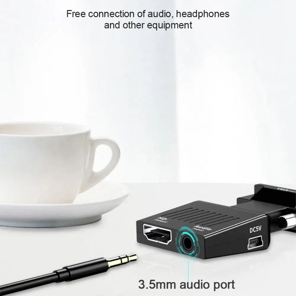 Vga To Hdmi Converter Ultra-small Portable Female To Vga Male With Audio 1080p