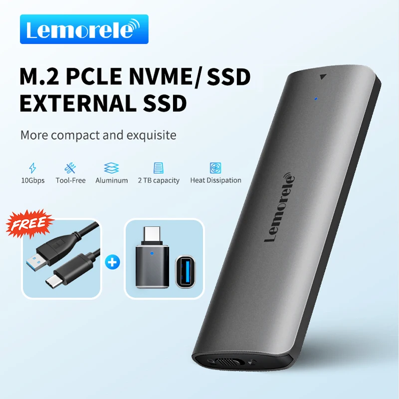 Lemorele M.2 Ssd Enclosure M.2 Custodia Nvme Usb 3.1 10Gbps Pcie M.2 Custodia Ssd Esterna Per Disco Rigido Esterno Chiave M/B + M