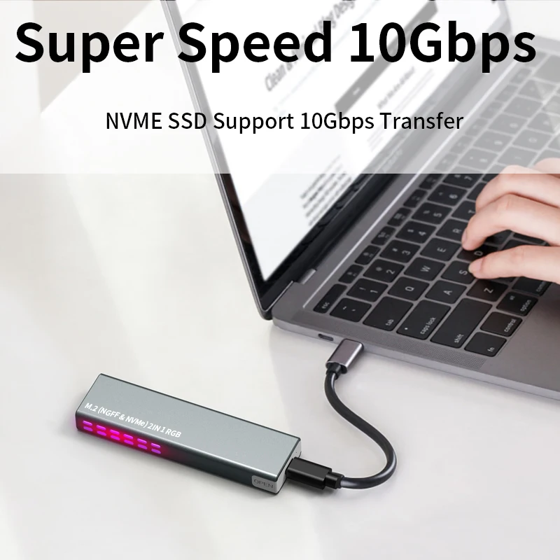 ˷̴ ձ RGB M.2 SSD NVMe ̽ Ŭ, M2 NVME NGFF DIY ð äο  SSD ڽ, CŸ 10gbps USB 3.1 Gen 2