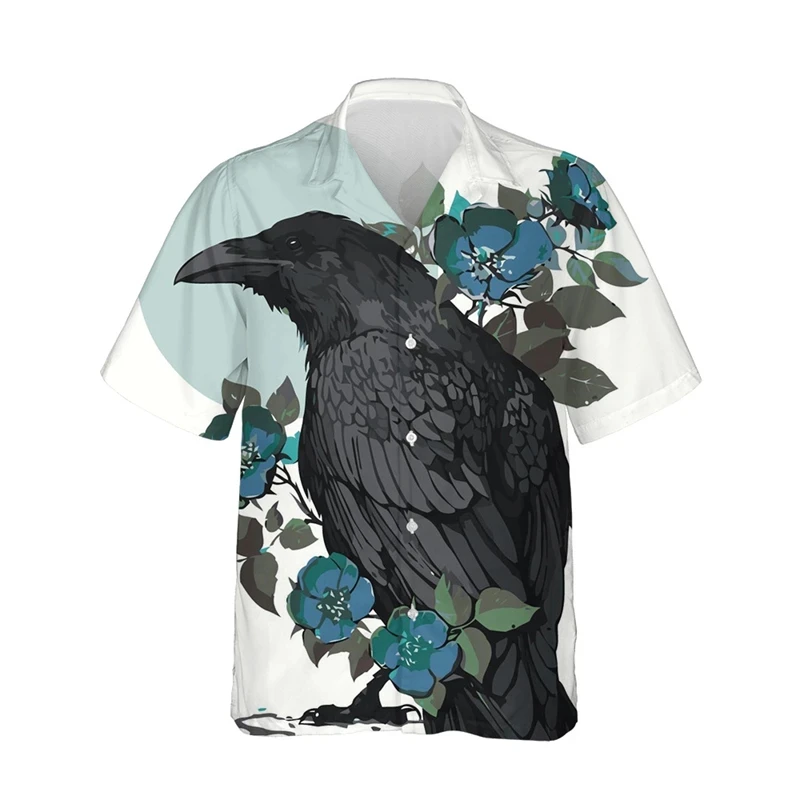 thumbnail image 1 of Camisetas con estampado de cuervos en 3D para hombre, camisetas de gran tamaño con gráfico de pájaro cuervo y animal, camisetas casuales de manga corta para hombre y mujer, 1 of 4