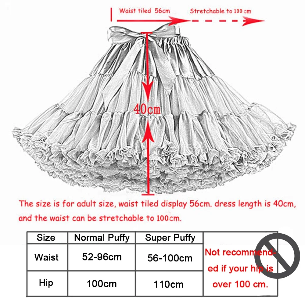 Women's Mini Lenght Petticoat Tulle Puffy Skirt Vintage Underskirt Rockabilly Tutu Elastic Waist Slip for Girls
