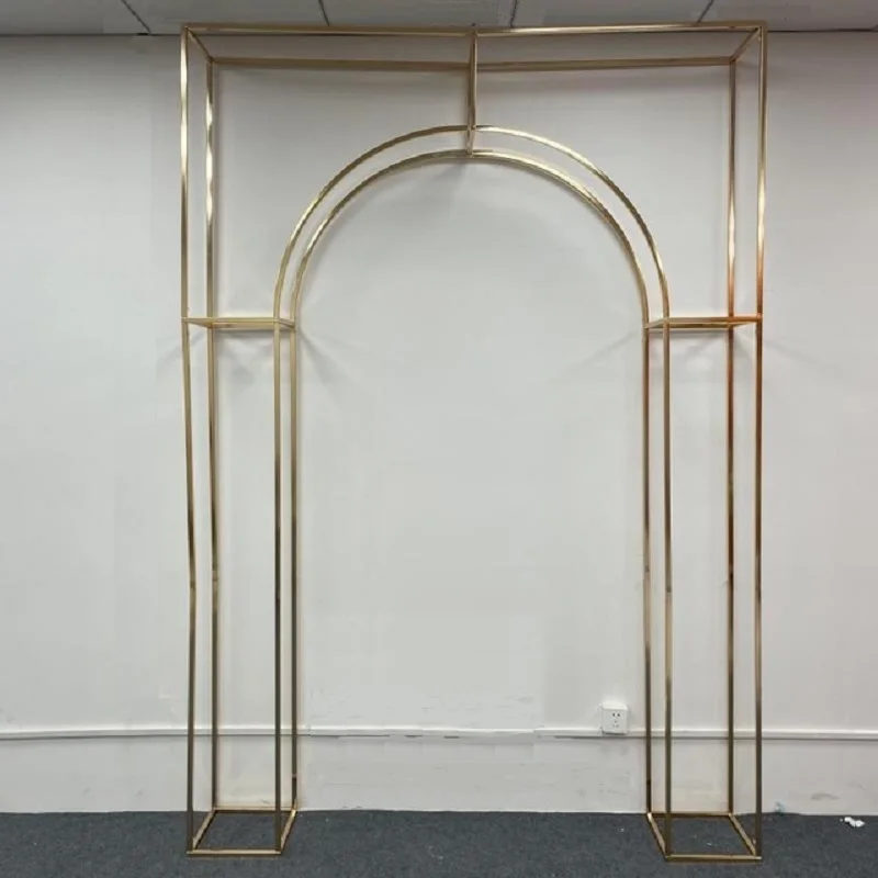 

Блестящая золотая свадебная АРКА, рамка для фона, стенд, украшение, покрытая кубовидной рамкой, Свадебный Фотофон, реквизит