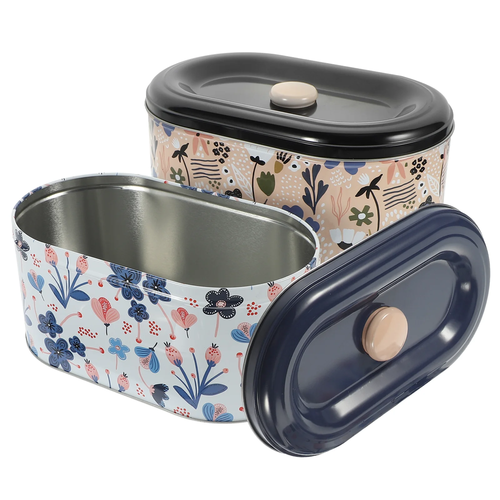 

2 Pcs Festival Biscuit Containers Metal Tin Can Sweet Tinplate Holiday Candy Storage Holder Cookie With