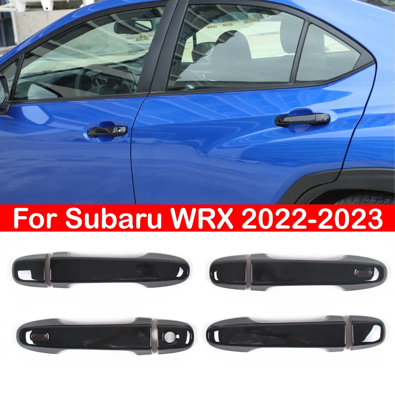 

For Subaru WRX 2022-2023 Car Carbon Fiber Style Exterior Door Handle Moulding Cover Trim Sticker Decor Gloss Black Accessories