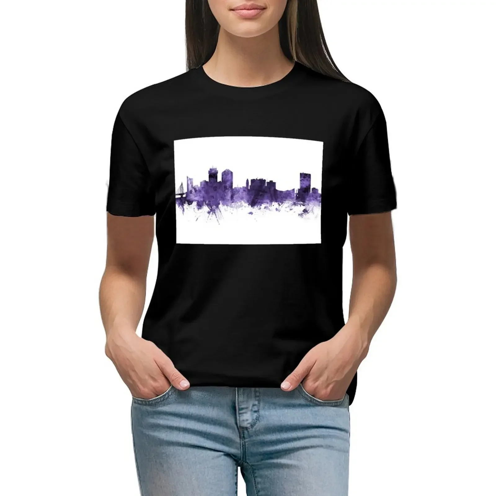 

Wichita Kansas Skyline T-shirt anime clothes Aesthetic clothing graphics cotton t shirts Women