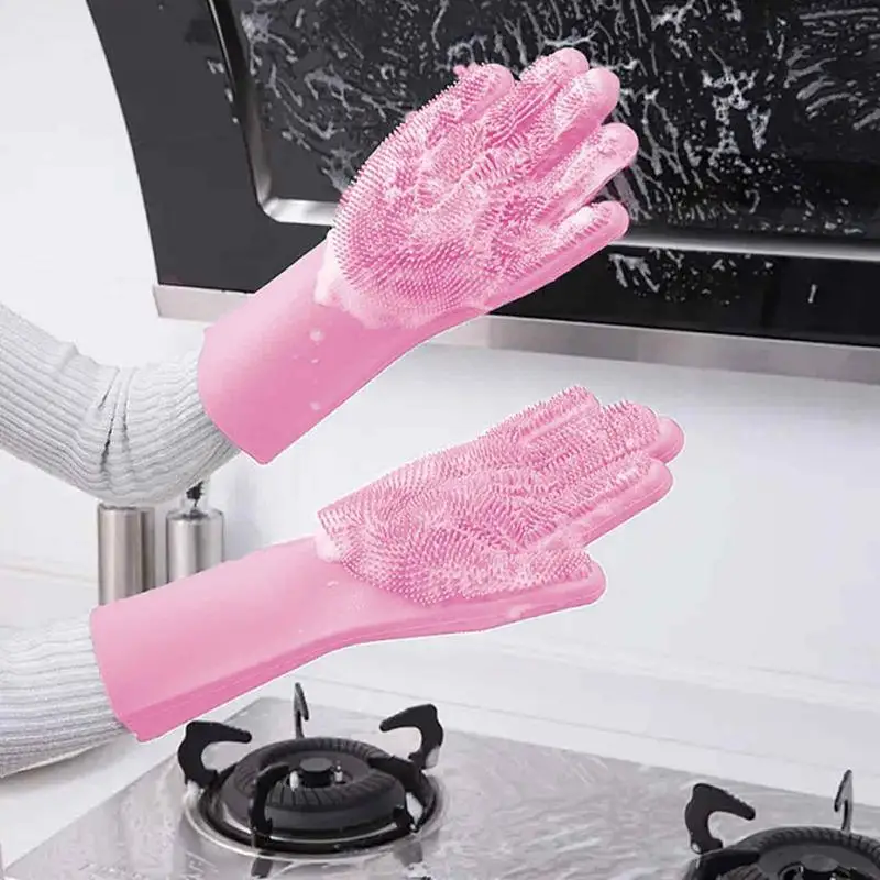 Silicone Cleaning Gloves Magic Silicone Dish Washing Gloves For Kitchen