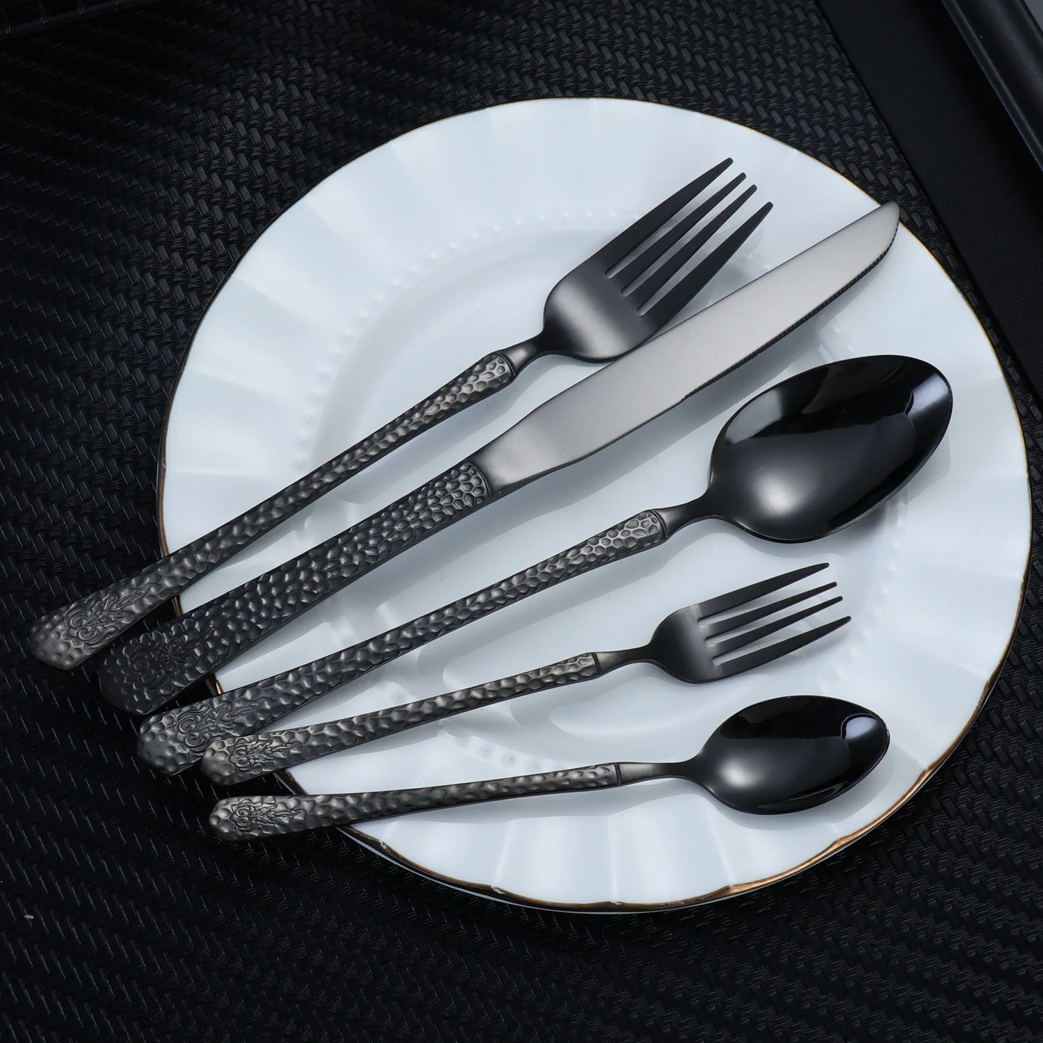 Western style stainless steel tableware knives forks spoons 4/5/24/30pcs Halloween gatherings reusable