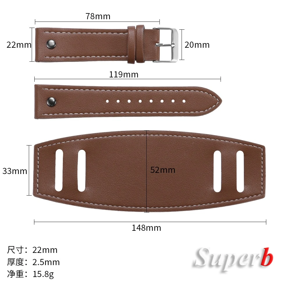 Vintage Leather Watchband in Black or Brown - Premium Men's Watch Strap Accessory
