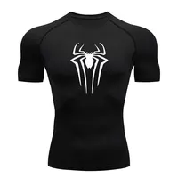 GYM Compression Tshirts Sport Workout Y2K Spider Print T-shirts Mens Running Fitness Tight Summer Sportswear Top Tee 1