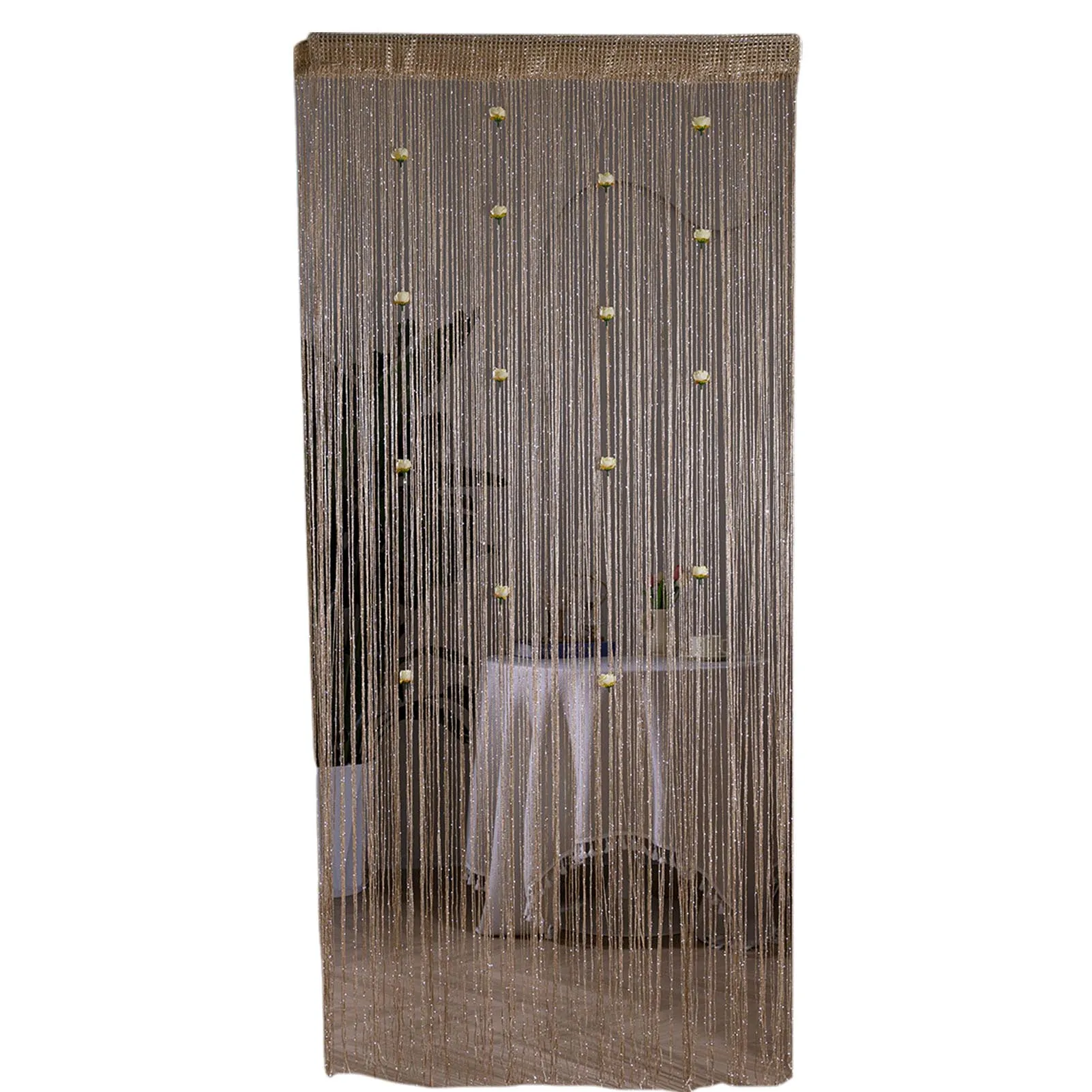 Rose Flower Door Curtain - 3D Tassel String Privacy Window Panel for Living Room Decor