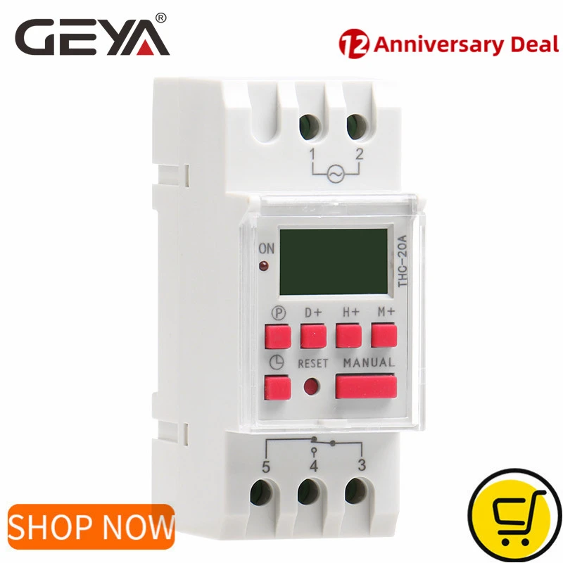 Geya Thc20a Programmable Timer With Battery 7 Day Timer Switch 20a Dc