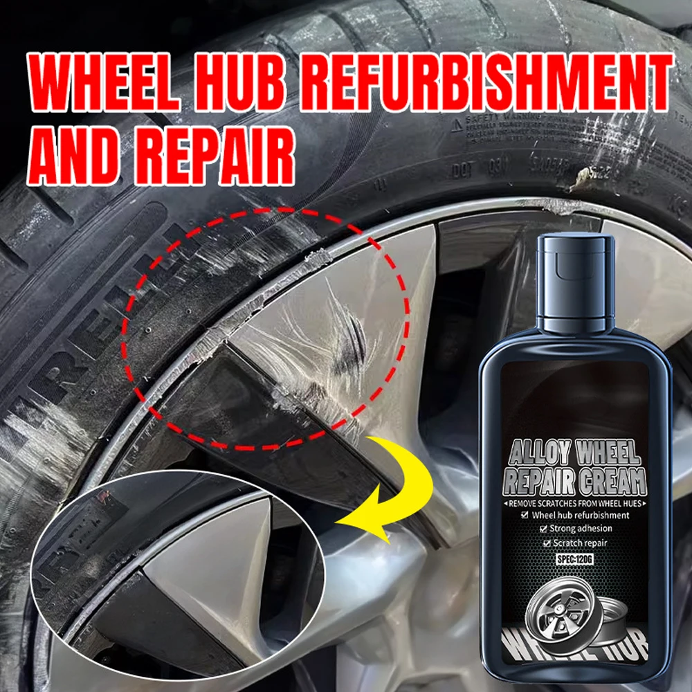 Wheel Repair Kit 120g Car Wheel Hub Scratch Repair Kit Alloy Steel Rim Restore Swirl Removal Polishing Cream with Sponge for TOYOTA COROLLA CAMRY