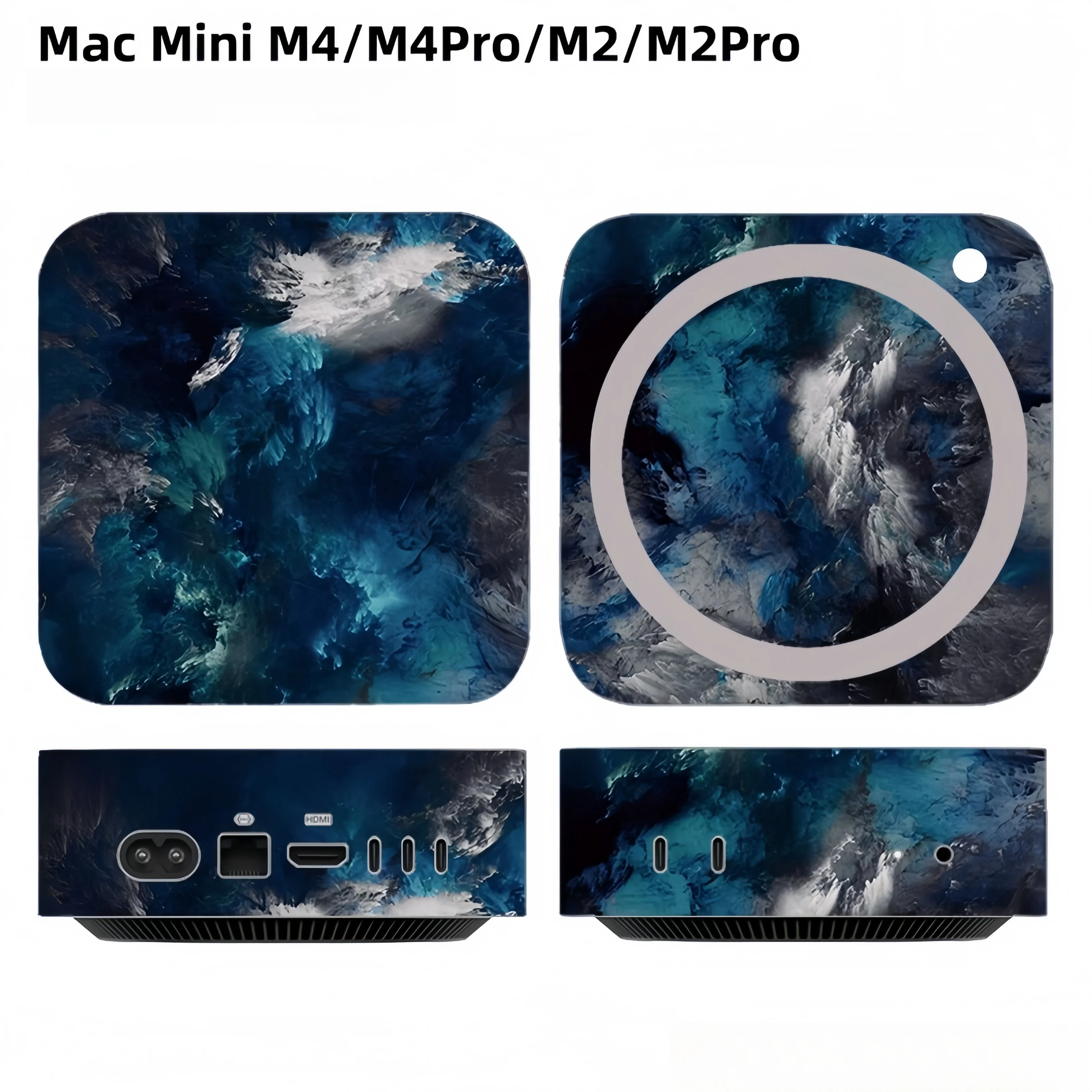 맥 미니 M4 / M4 / M2/M2 Pro 2024용 컬러풀 스킨 스티커 풀 레이 스티커 스킨 스크린 보호필름