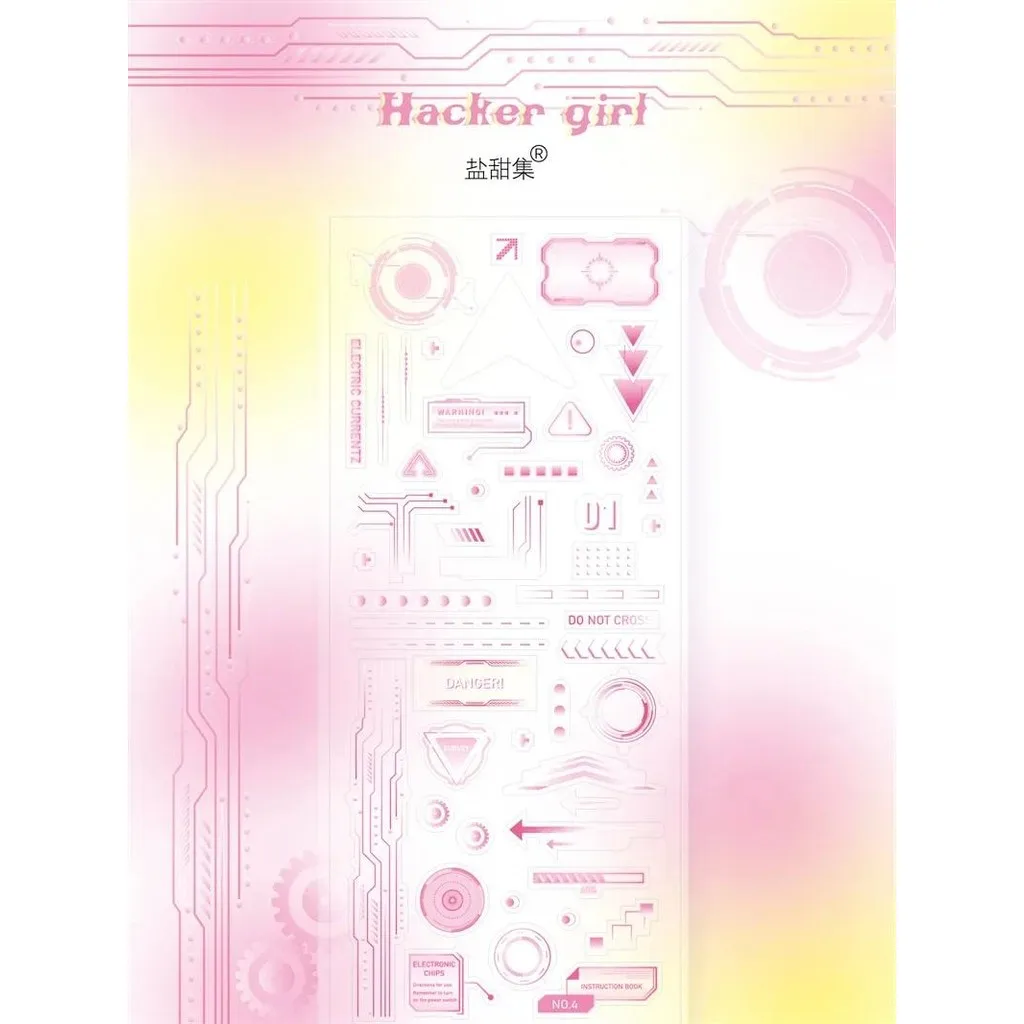 1pc Cyberpunk Series Transparent Sticker Sheet Y2K Futuristic Tech Style DIY Decal for Phone Case Laptop Craft Design (75x175mm)