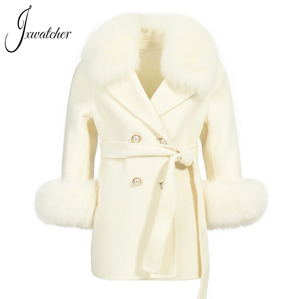 Cappotto In Cashmere Per Bambina Invernale Cappotto In Vera Pelliccia Di Volpe Polsini Autunno Cappotto In Lana Calda Cappotto Carino Fiocco Giacca In