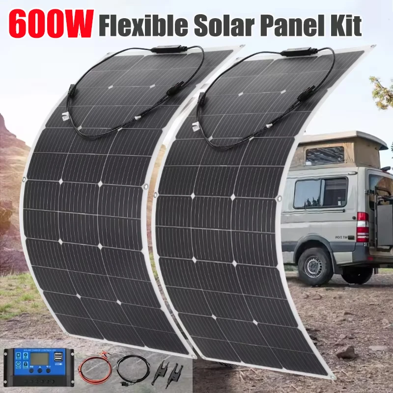 600W 300W Solar Panel Kit Portable Flexible Monocrystalline Solar Cell ...