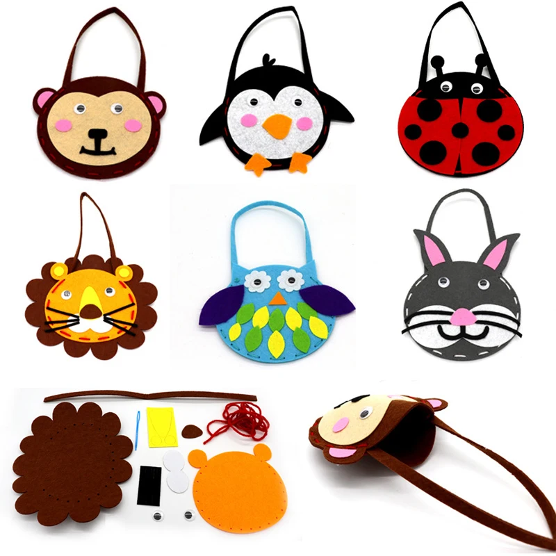 

Cute Cartoon Animal DIY Craft Bags First Sewing Kits Kids Learn to Sew Fine Motor Skill Training Children Early Education Toys