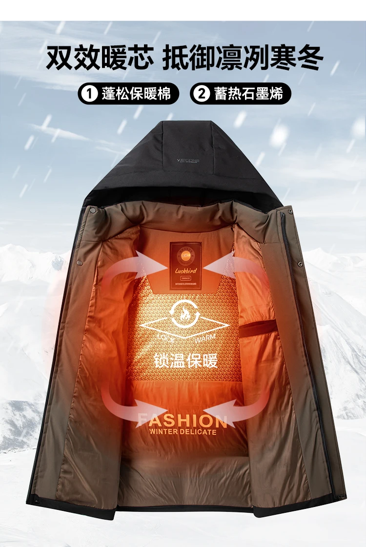 Mens Winter Parka - Casual Hooded Jacket With Detachable Hood, Cotton Filled Coat