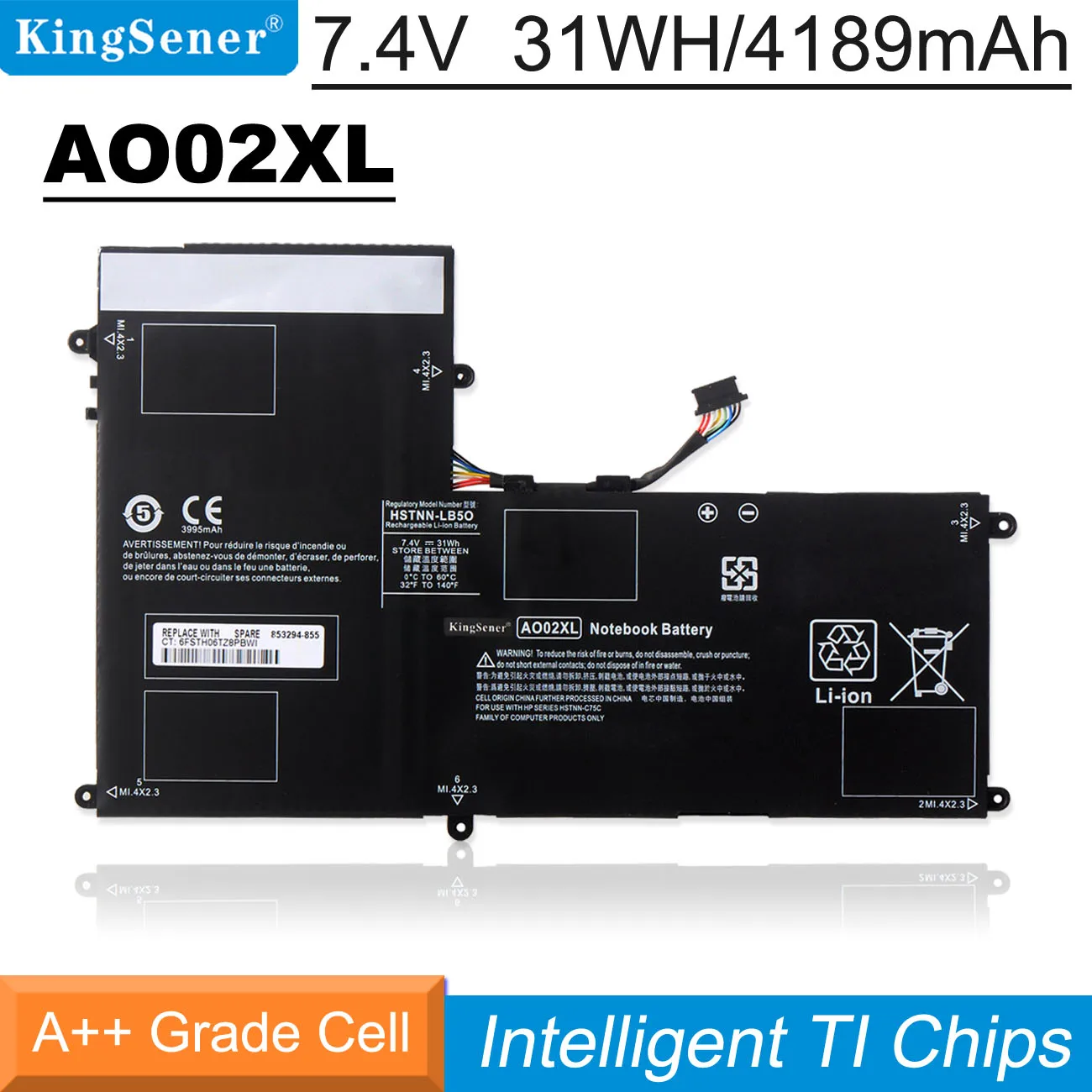 Kingsener Bateria para hp Elitepad 1000 g2 Série Ao02xl Hstnn-lb5o Hstnn-c78c Hstnn-ib5q 7282501c1 728558005 728250421 A002xl