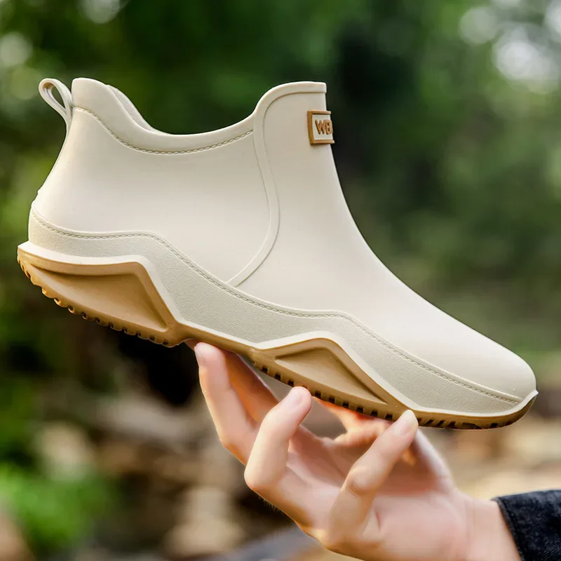 

Women's Ankle Boots Waterproof Rain Galoshes Couples Work Garden Rubber Shoes for Fishing Husband Safety Rainboots Footwear